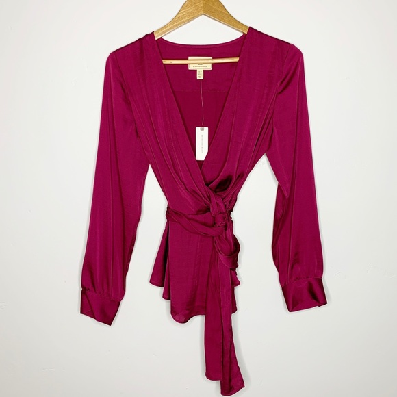❌sold❌ Moulinette Soeur Raspberry Brynn Tie Blouse - Picture 4 of 8